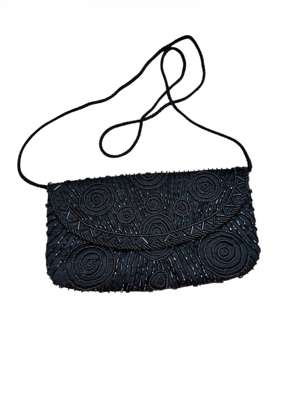 Black Beaded Crossbody Clutch - Women Bags